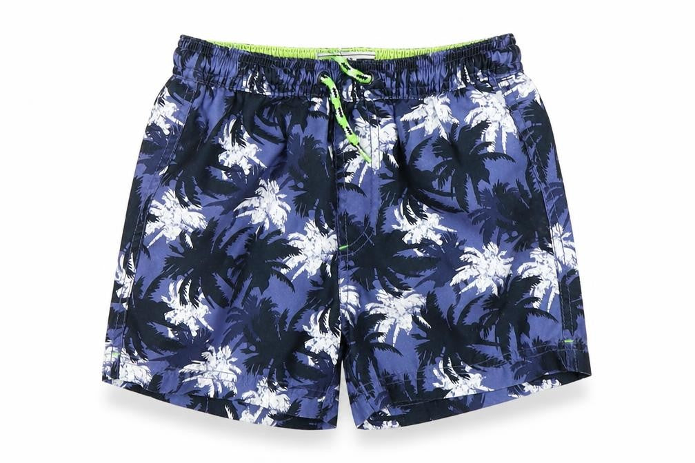 Front view of Matalan boys’ blue floral sweat shorts, size 6, years