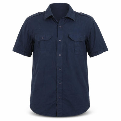 Mens UK Size L Brooker Blue  Button-Up Short Sleeve Casual Shirt