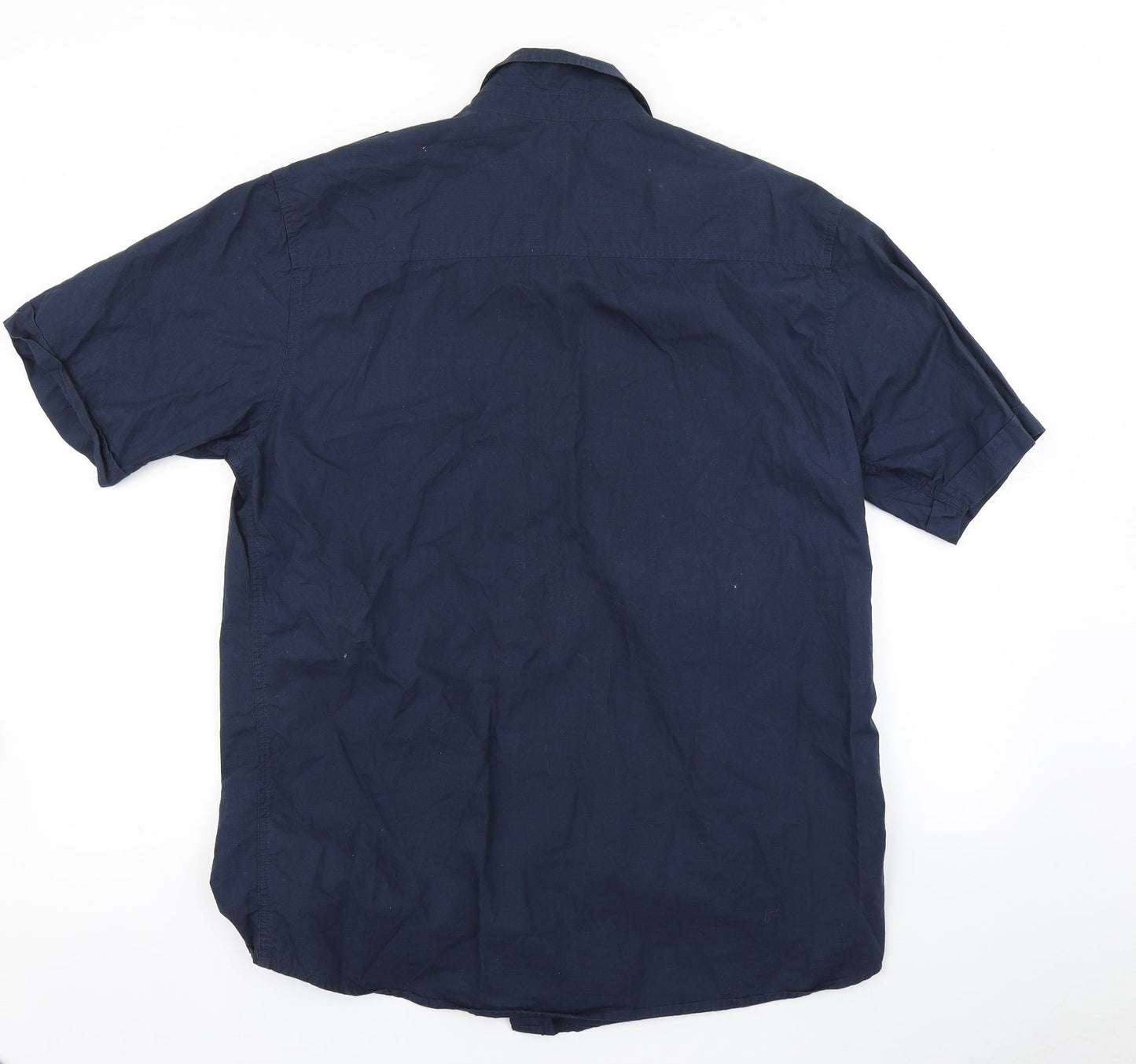 Mens UK Size L Brooker Blue  Button-Up Short Sleeve Casual Shirt