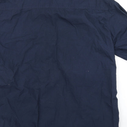Mens UK Size L Brooker Blue  Button-Up Short Sleeve Casual Shirt