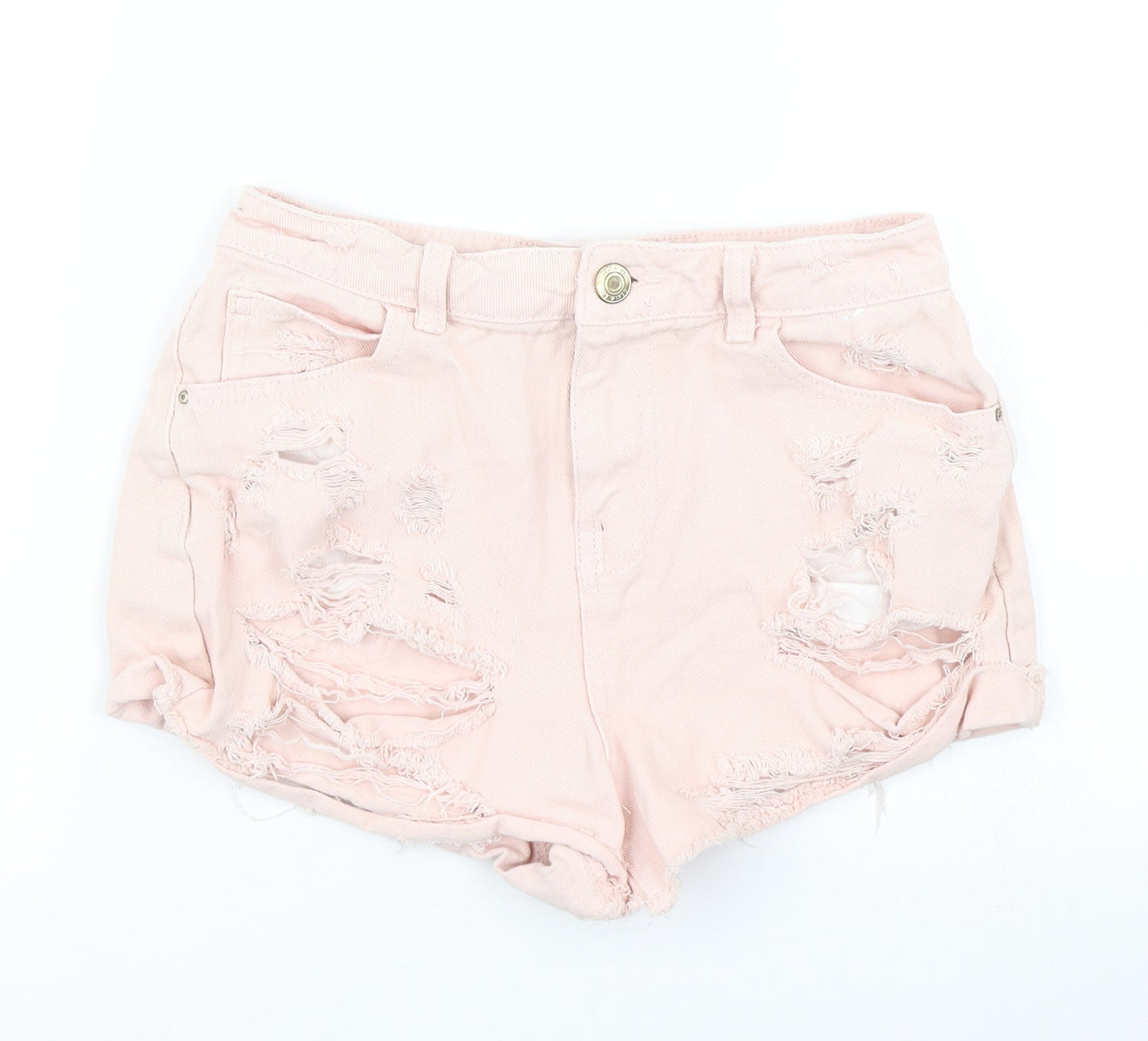Denim Co Womens Pink  Denim Hot Pants Shorts Size 8 - Distressed