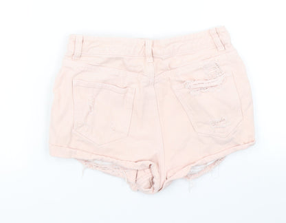 Denim Co Womens Pink  Denim Hot Pants Shorts Size 8 - Distressed