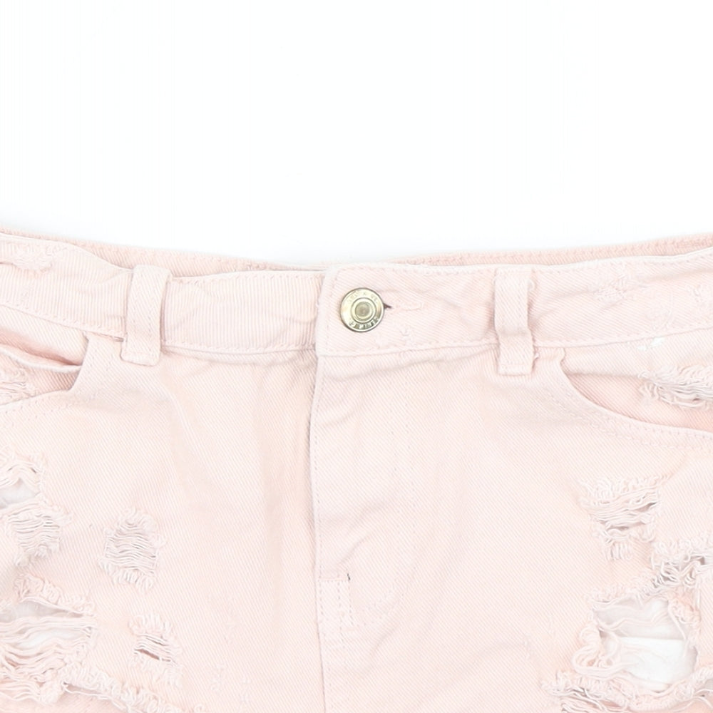 Denim Co Womens Pink  Denim Hot Pants Shorts Size 8 - Distressed
