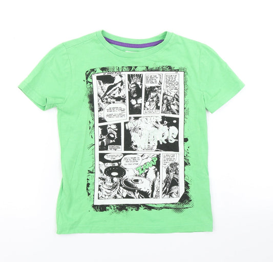 F&F Boys Green   Basic T-Shirt Size 5-6 Years  - Comic Book