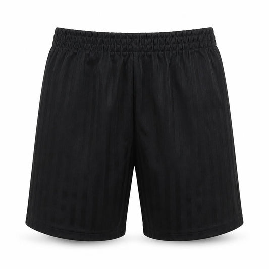 Front view of George boys’ black striped sweat shorts, size 9-10, years