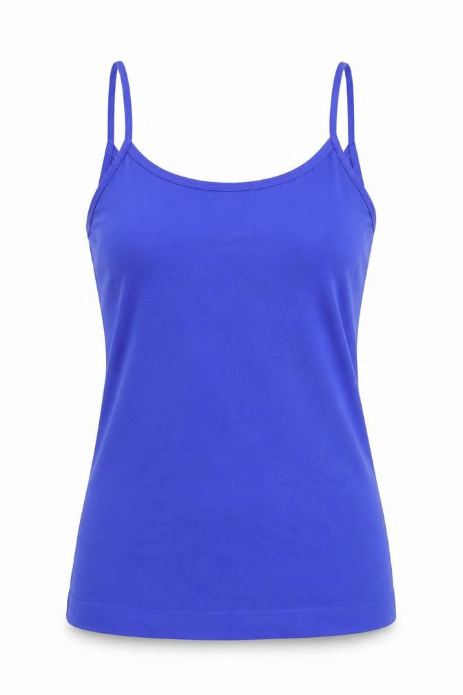 Front view of focenza women’s blue camisole tank, size S