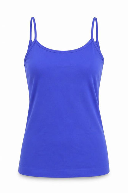 Front view of focenza women’s blue camisole tank, size S