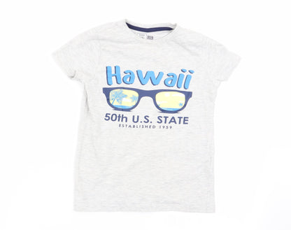 little kids Boys Grey   Basic T-Shirt Size 6-7 Years