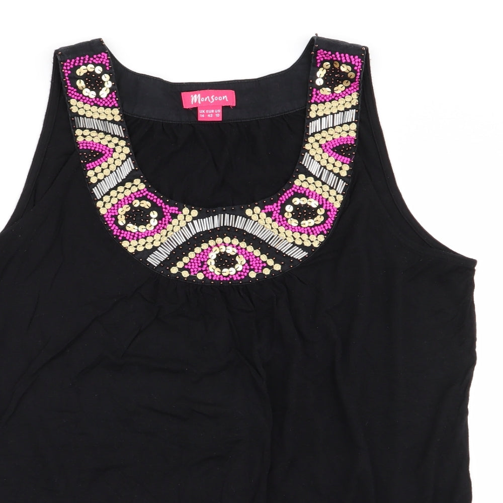Womens UK Size 14 Monsoon Black Basic Tank