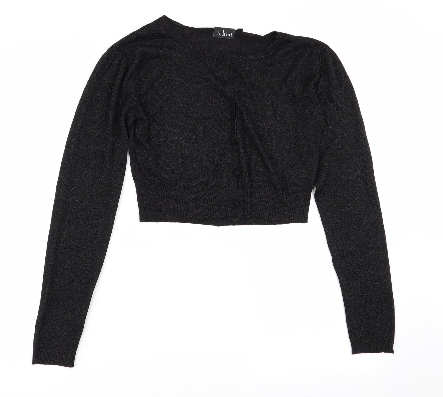 Womens UK Size M initial Black Cardigan Jumper