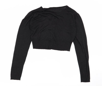 Womens UK Size M initial Black Cardigan Jumper