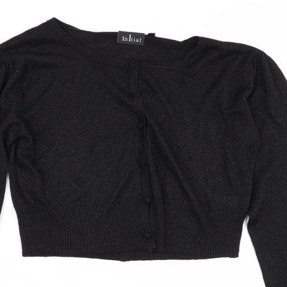 Womens UK Size M initial Black Cardigan Jumper