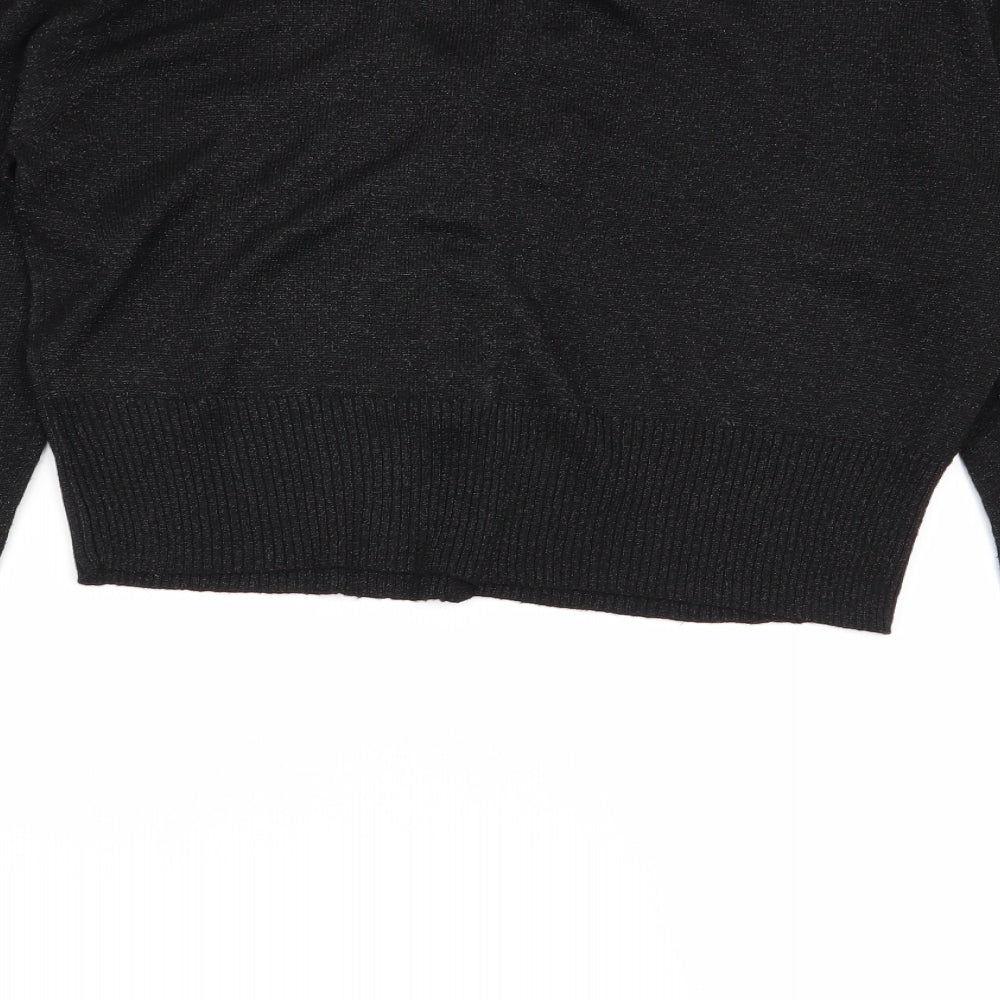 Womens UK Size M initial Black Cardigan Jumper