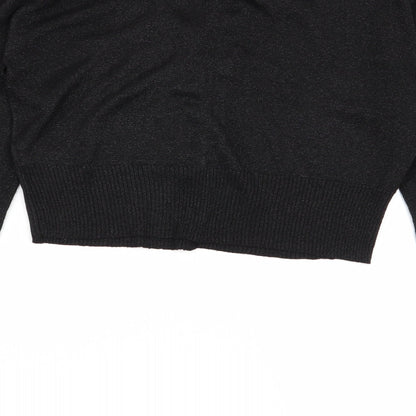 Womens UK Size M initial Black Cardigan Jumper