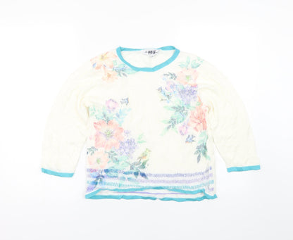 Mud & flowers Womens Beige Floral  Pullover Jumper Size S