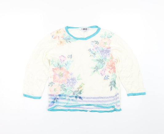 Mud & flowers Womens Beige Floral  Pullover Jumper Size S