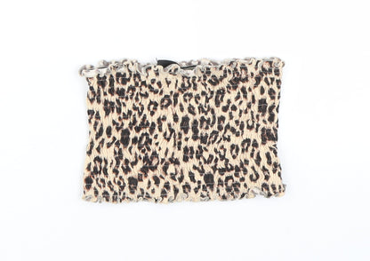 Womens UK Size 8 Topshop Brown Cropped T-Shirt