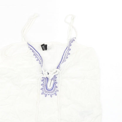 Womens UK Size 4 H&M White Wrap Tank