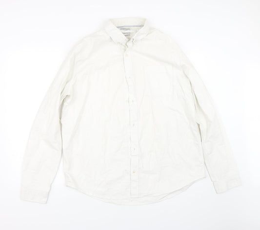 Mens UK Size XL NEXT Beige  Button-Up Long Sleeve Casual Shirt