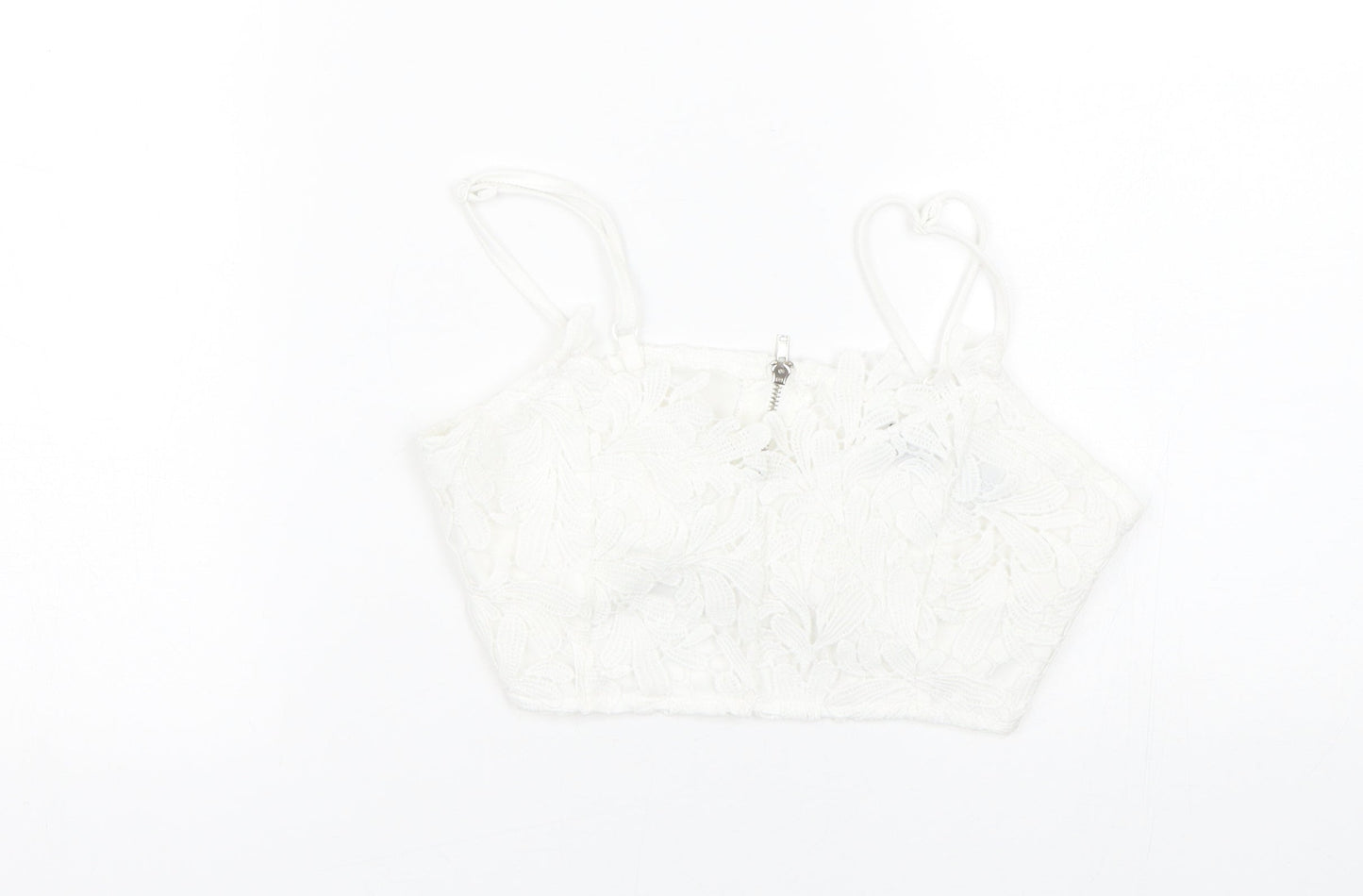 Missguided Womens White Floral  Cropped Tank Size 4