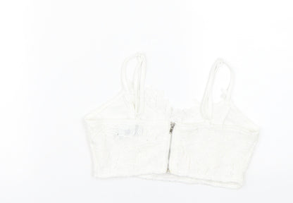 Missguided Womens White Floral  Cropped Tank Size 4