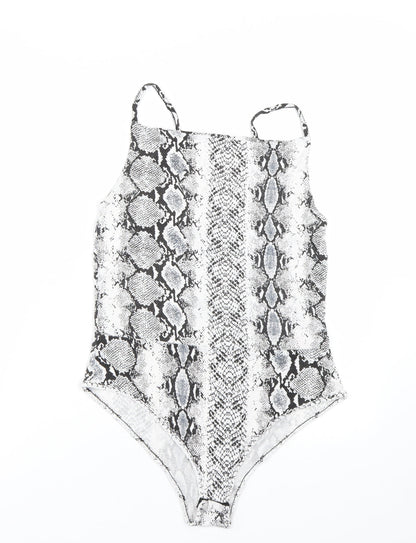 New Look Womens White Animal Print  Catsuit One-Piece Size 12