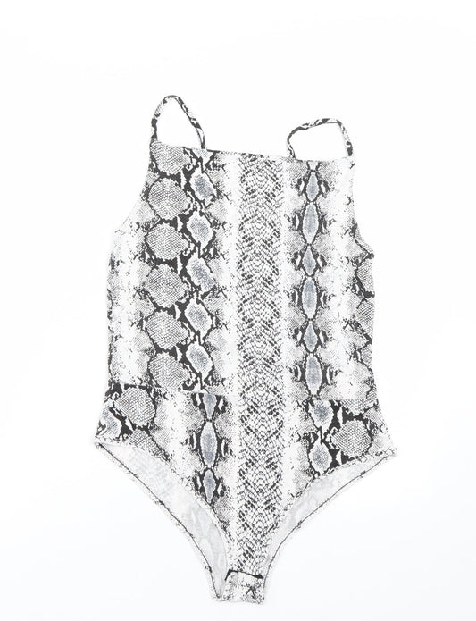 New Look Womens White Animal Print  Catsuit One-Piece Size 12