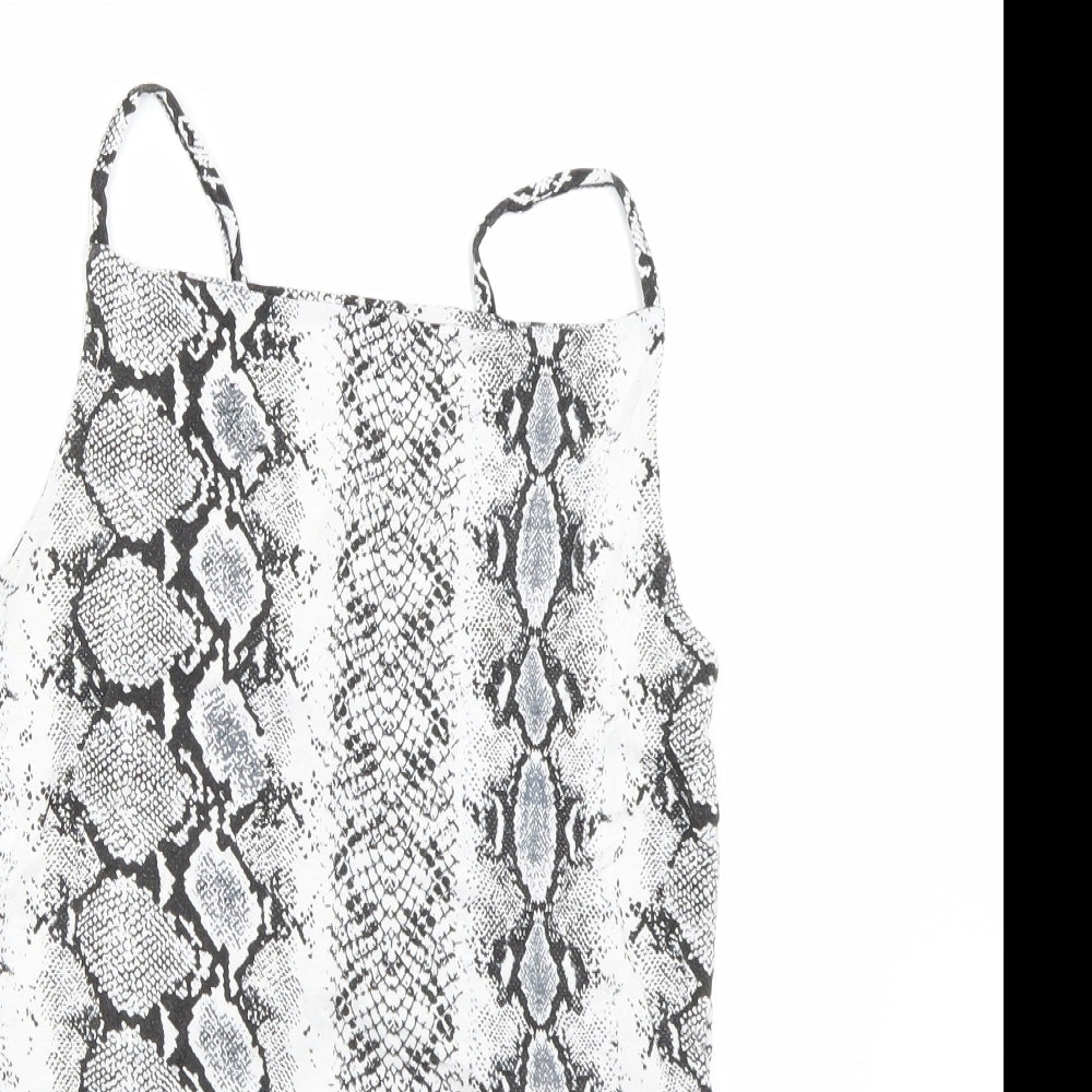 New Look Womens White Animal Print  Catsuit One-Piece Size 12