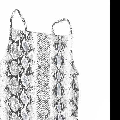 New Look Womens White Animal Print  Catsuit One-Piece Size 12