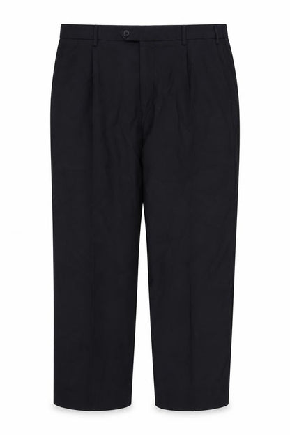 Front view of Marks & Spencer women’s blue trousers, size UK 44, 26-inch leg