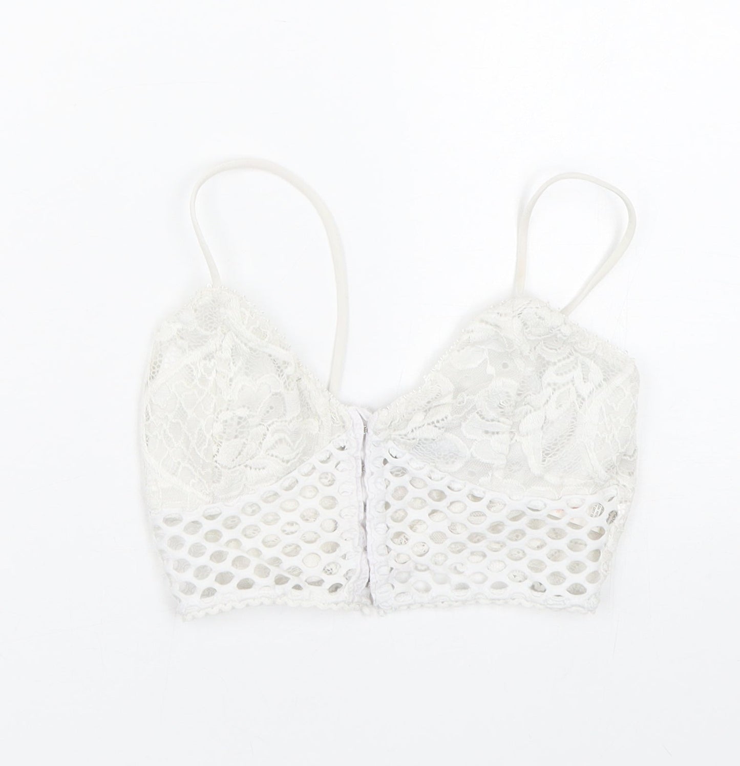 Womens UK Size 4 PRETTYLITTLETHING White Cropped Tank