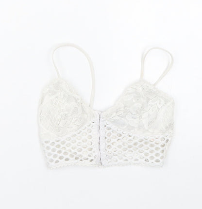 Womens UK Size 4 PRETTYLITTLETHING White Cropped Tank