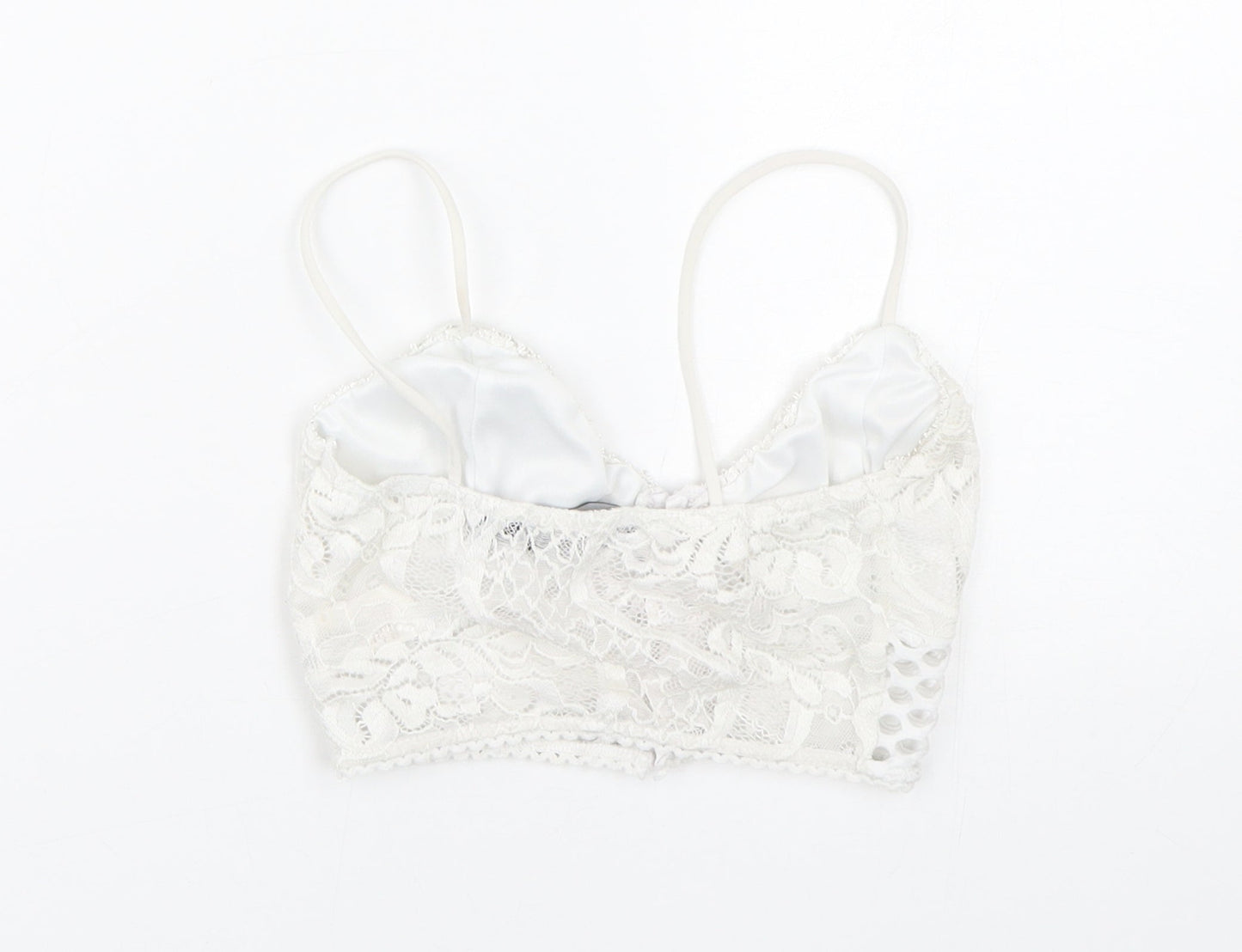 Womens UK Size 4 PRETTYLITTLETHING White Cropped Tank