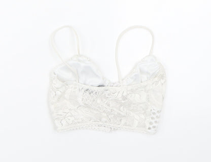 Womens UK Size 4 PRETTYLITTLETHING White Cropped Tank