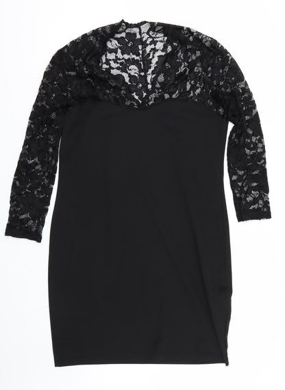 Elite99 Womens Black Floral  T-Shirt Dress  Size M