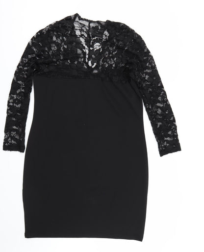 Elite99 Womens Black Floral  T-Shirt Dress  Size M
