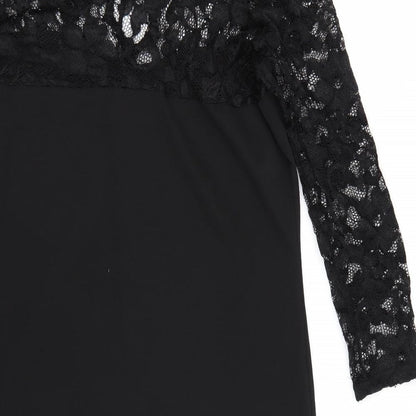 Elite99 Womens Black Floral  T-Shirt Dress  Size M