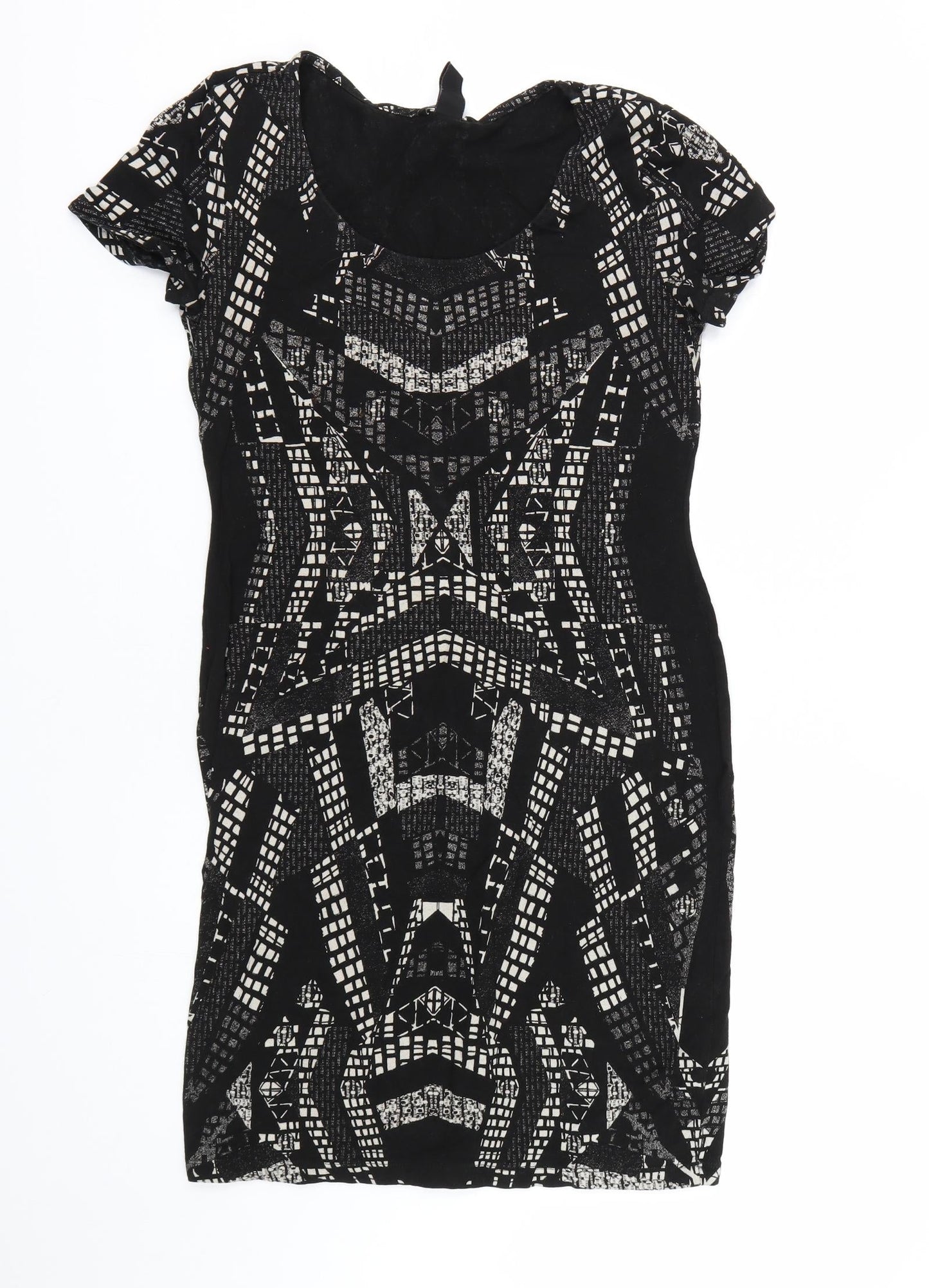 H&M Womens Black Geometric  Wrap Dress  Size M