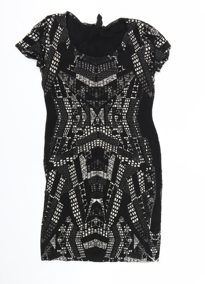 H&M Womens Black Geometric  Wrap Dress  Size M