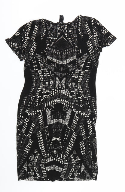 H&M Womens Black Geometric  Wrap Dress  Size M