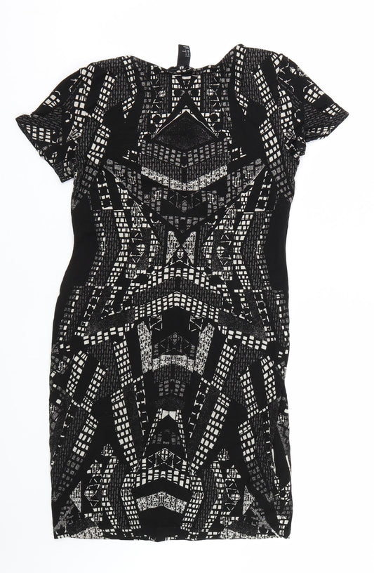 H&M Womens Black Geometric  Wrap Dress  Size M