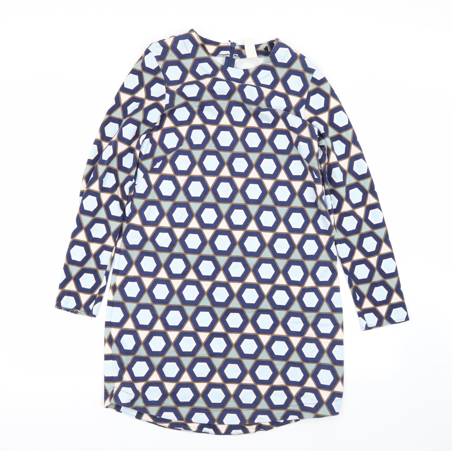 H&M Womens Blue Geometric  T-Shirt Dress  Size S