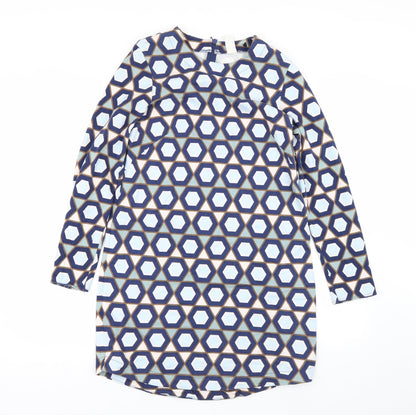 H&M Womens Blue Geometric  T-Shirt Dress  Size S