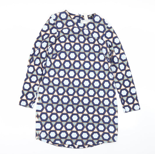H&M Womens Blue Geometric  T-Shirt Dress  Size S