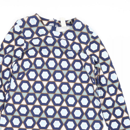 H&M Womens Blue Geometric  T-Shirt Dress  Size S