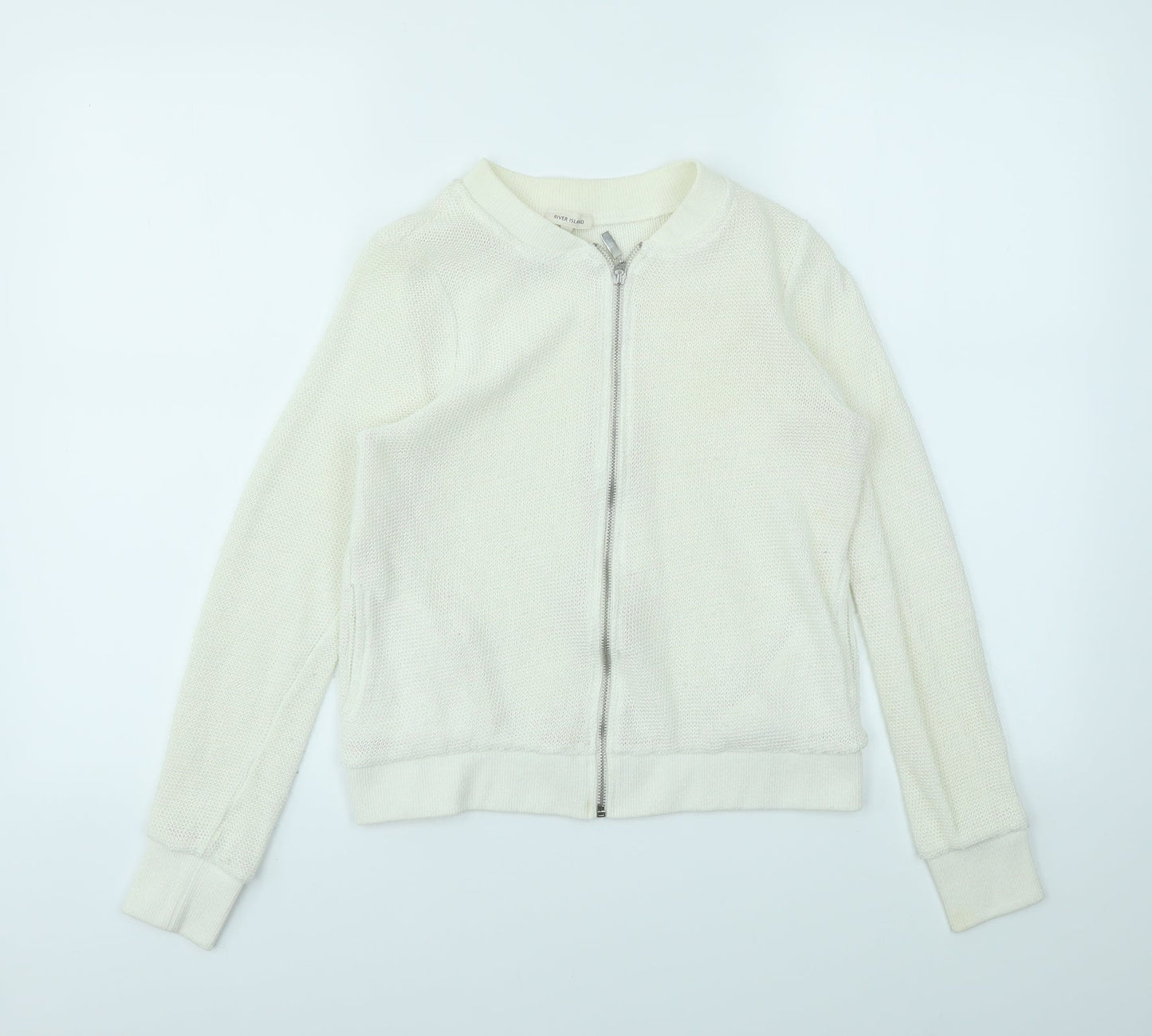 Womens UK Size 8 River Island Ivory Full Zip Jumper