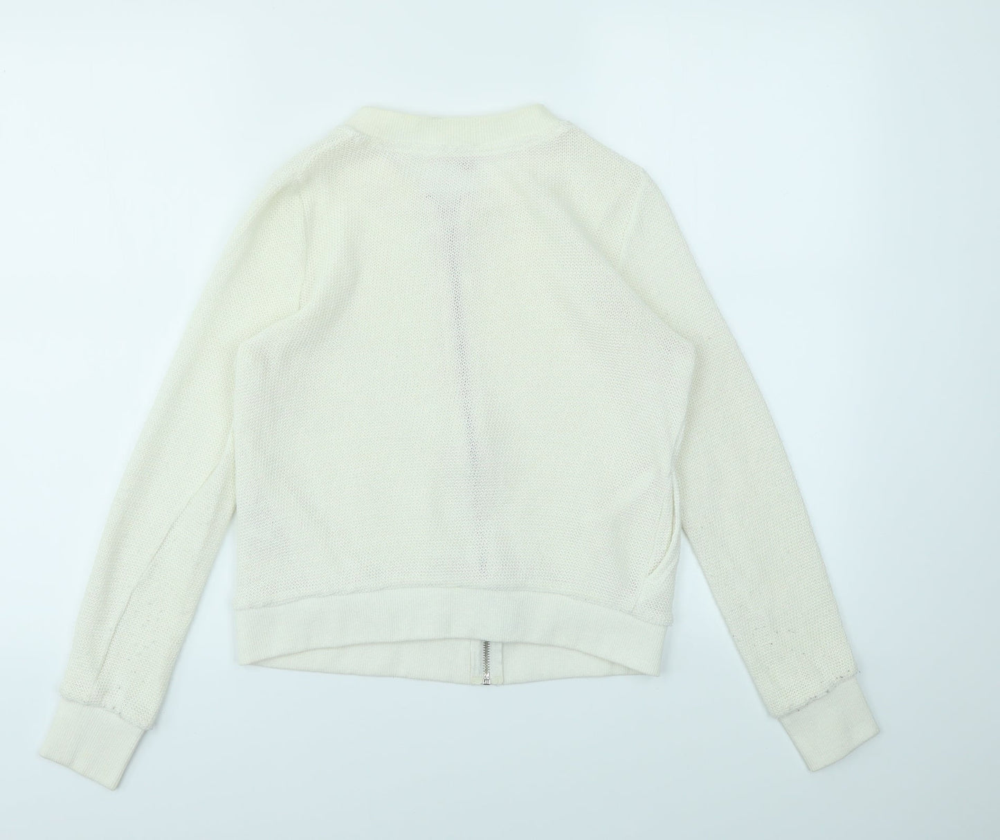 Womens UK Size 8 River Island Ivory Full Zip Jumper
