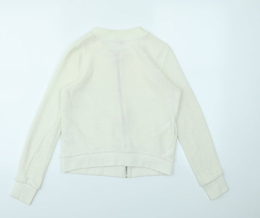 Womens UK Size 8 River Island Ivory Full Zip Jumper