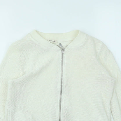 Womens UK Size 8 River Island Ivory Full Zip Jumper