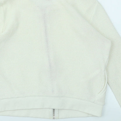 Womens UK Size 8 River Island Ivory Full Zip Jumper